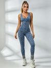 Sexy Leopard Print Cross Back Deep V Back Jumpsuit