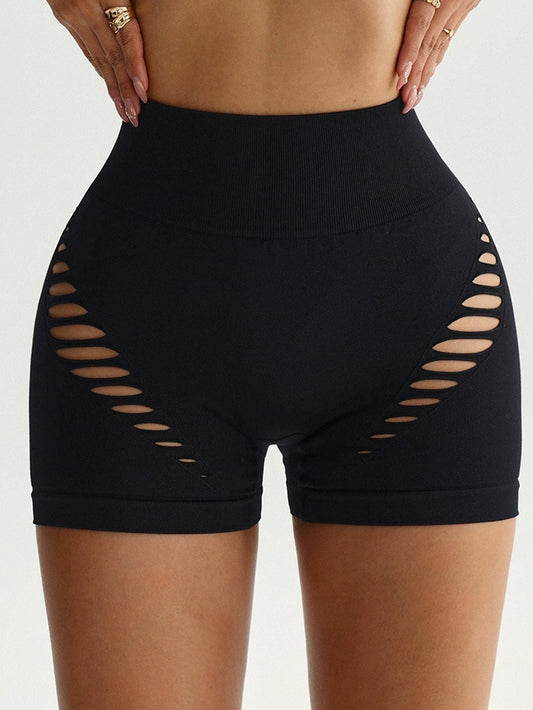 ZASUWA Female Sexy Hollow Out Spandex Gym Booty Shorts