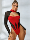 ZASUWA Female Sexy Sheer Mesh Elastic Tight Bodysuit