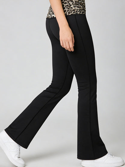 Leopard Print Contrast Color Flare Leggings