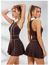 Zipper Stripe Tennis Dress
