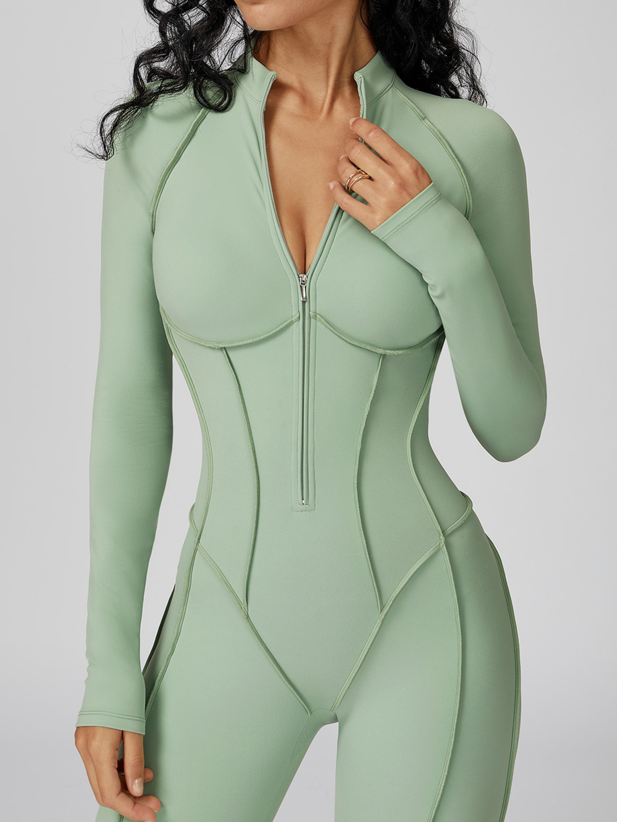 Sexy Zipper Stitch Performance Jumpsuit