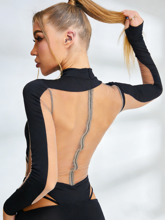 ZASUWA Female Quick-dry Sexy Sheer Mesh Bodysuit