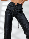 ZASUWA Female Sexy Faux Leather Push Up Design Lace-up Split Leggings