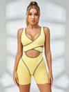 Sculpting Contrast Piping Cutout Short Romper