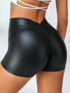 🖤ZASUWA Female Faux Leather Deep V Back Scrunch Bum Leggings