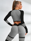 ZASUWA Female Stripes Deep V Back 3-Pieces Tracksuit