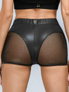 🖤ZASUWA Female Sexy Faux Leather Fishnet Micro Hot Shorts