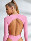 ZASUWA Female Trendy Long-Sleeve Crew Neck Backless Bodysuits