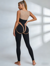 ❤ZASUWA Female Sexy Sheer Mesh Back Deep V Back Scrunch Bum Zipper Jumpsuit