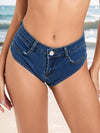 ZASUWA Female Sexy Denim Pocket Elastic Tight Shorts