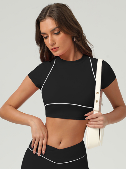 Stripes Cropped Short Sleeves