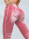 ZASUWA Female Deep V Back Denim Scrunch Bum Leggings