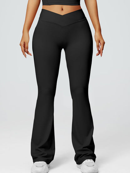 V-shaped Waist Solid Color Flare Leggings