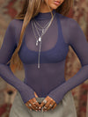ZASUWA Female Sexy Sheer Mesh Not Including Inner Wear Long Sleeves