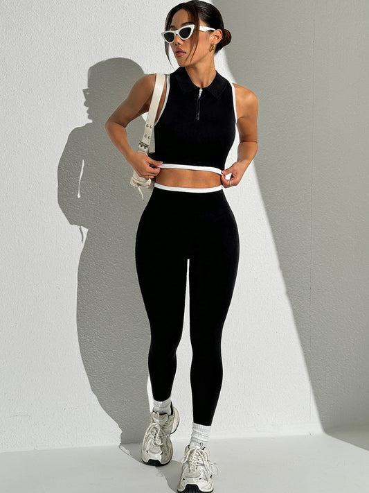 ZASUWA Damen Stehkragen Reißverschluss Schnelltrocknendes Tank 