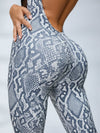 🖤ZASUWA Female Sexy Fishnet Snake Print Backless Jumpsuits