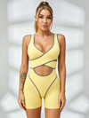 Sculpting Contrast Piping Cutout Short Romper