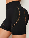 ZASUWA Female Fishnet Scrunch Bum Hollow Out Hip-lift Quick-dry High-waisted Seamless Shorts
