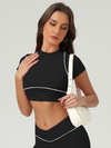 Stripes Cropped Short Sleeves