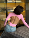 ZASUWA Female Trendy Long-Sleeve Crew Neck Backless Bodysuits