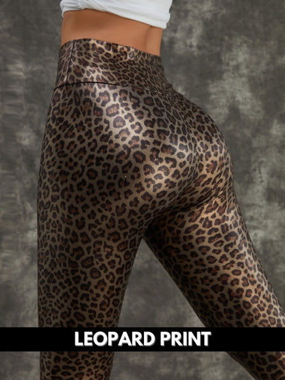PU Faux Leather Snake Print Leggings