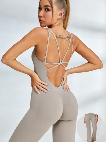 ZASUWA Female Cross Back Flare Jumpsuit