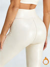 ZASUWA Female Fleece PU Faux Leather Hip-lift Elastic Tight Leggings