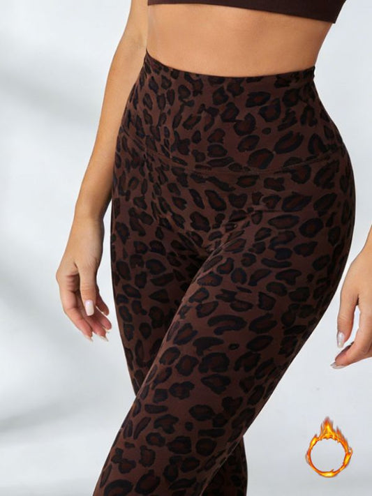 ZASUWA Female Fleece Leopard Print Leggings