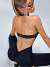 ZASUWA Female Backless Halter Deep V Back Jumpsuit