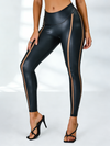 🖤ZASUWA Female Faux Leather Mesh Stripes Leggings
