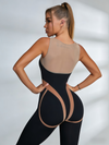 ❤ZASUWA Female Sexy Sheer Mesh Back Deep V Back Scrunch Bum Zipper Jumpsuit