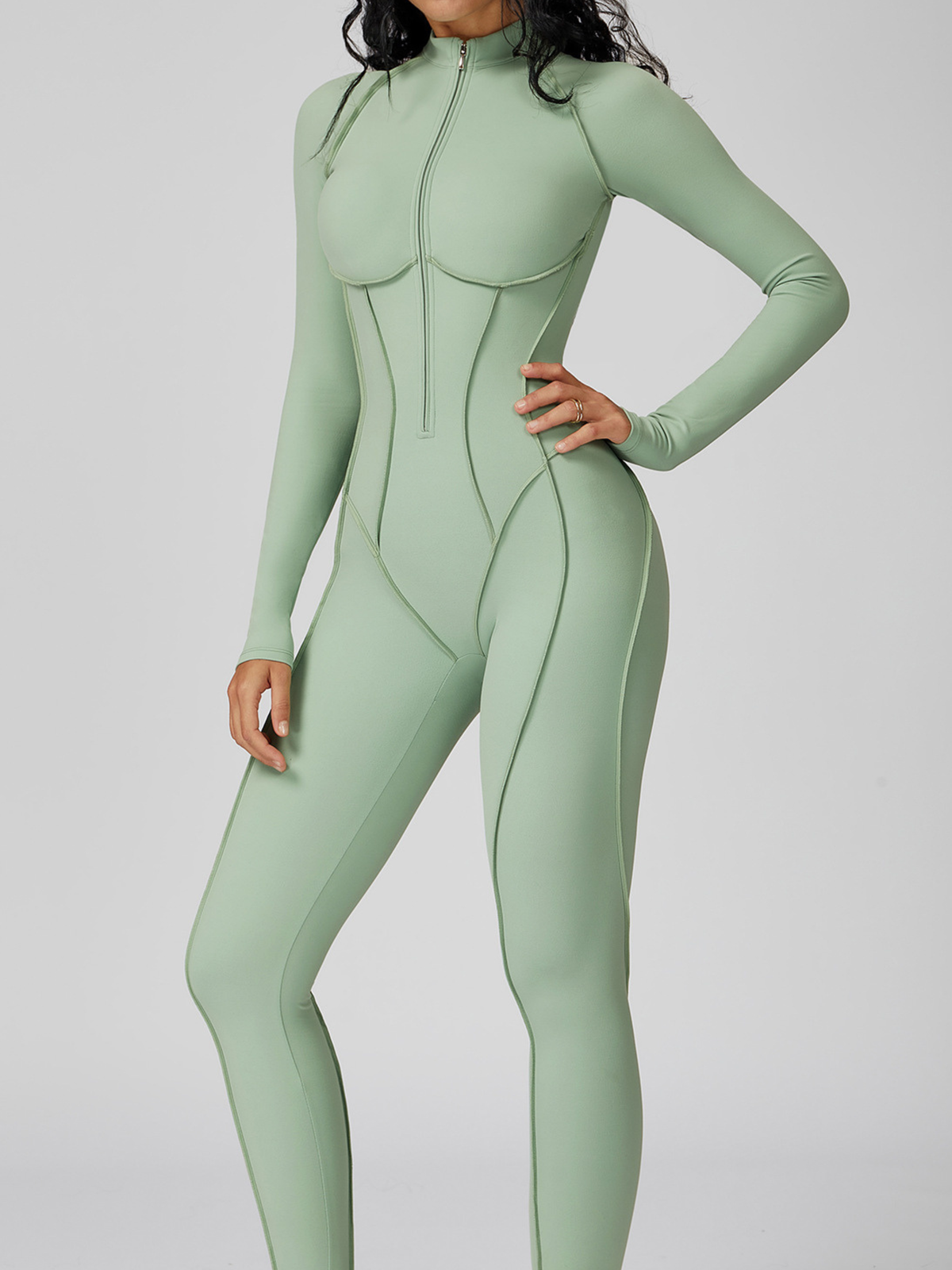 Sexy Zipper Stitch Performance Jumpsuit