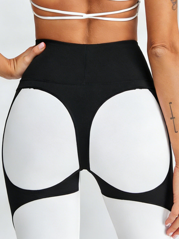 ZASUWA Female Contrast Color Push Up Yoga Leggings