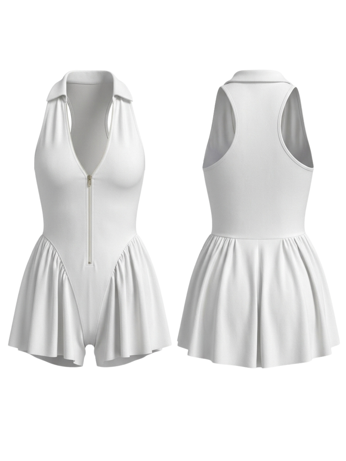 Zipper Casual 2 in 1 Short Romper