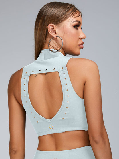 Cutout V Shape Waist Backless Skirt Suit