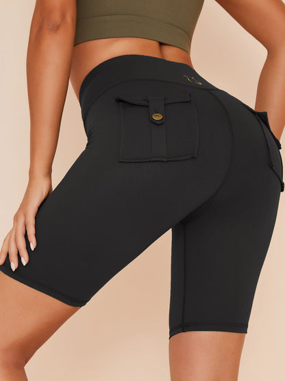 Spandex-Gym-Booty-Cargoshorts mit Taschen