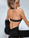 ZASUWA Female Backless Halter Deep V Back Jumpsuit