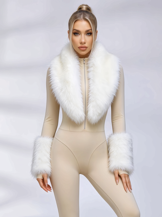 Sexy Zipper Fleece Jumpsuit