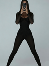 ZASUWA Female Trendy Long-Sleeve Low-Cut Sexy Slim Stretch Jumpsuits
