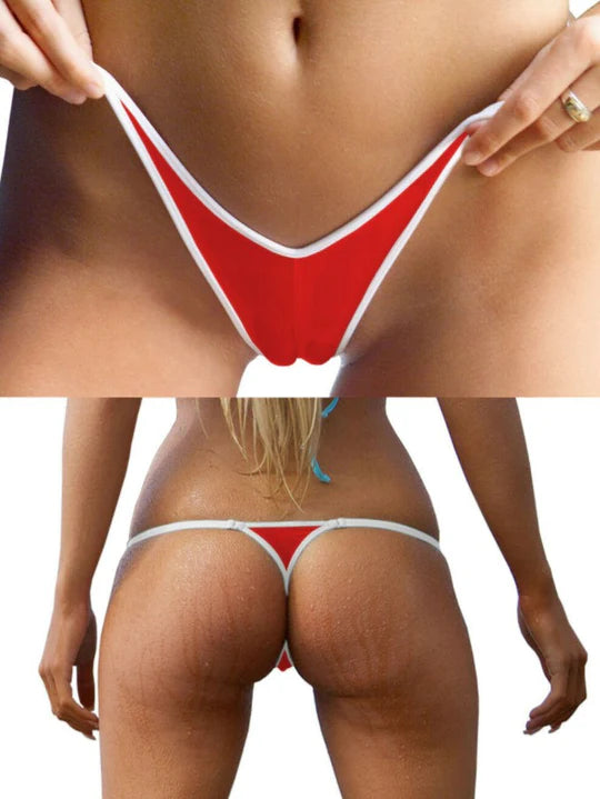 Contrast Color Stripe T-back Panties