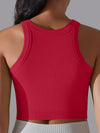 ZASUWA Female Solid Color Ribbed Elastic Tight Round Neck Tank