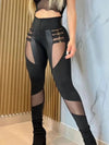 “Stitching Sexy” Cutout Mesh Zipper Leggings