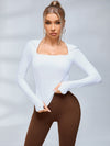 ZASUWA Female Solid Color Hollow Out Hooded Elastic Tight Long Sleeves