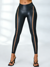 🖤ZASUWA Female Faux Leather Mesh Stripes Leggings