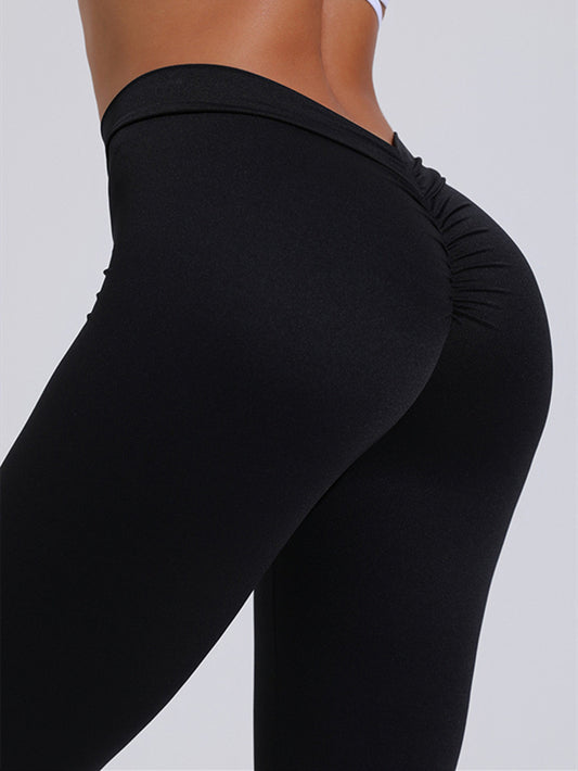 ZASUWA Damen Leggings mit tiefem V-Ausschnitt und Scrunch Bum