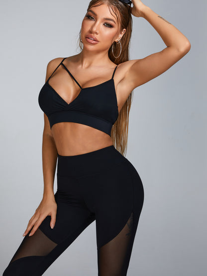 High Waist Stretch Mesh Stitching Leggings