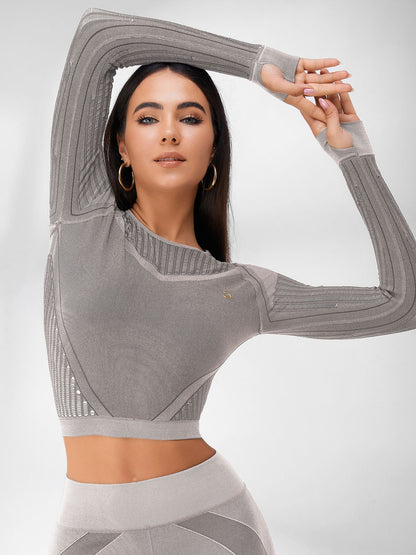Fishnet Knitted Seamless High-waist Tracksuit