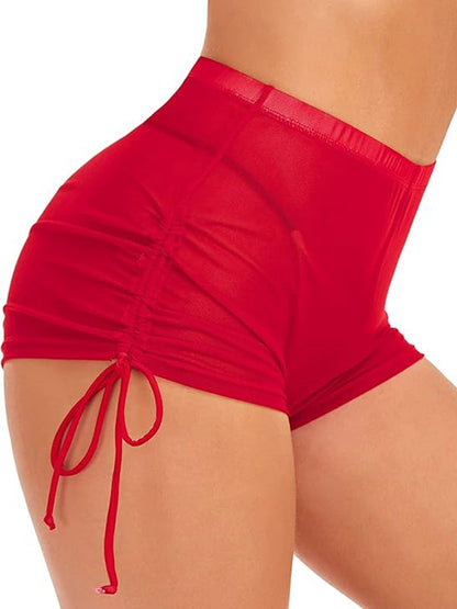 Sexy Sheer Mesh Drawstring Quick-dry Shorts