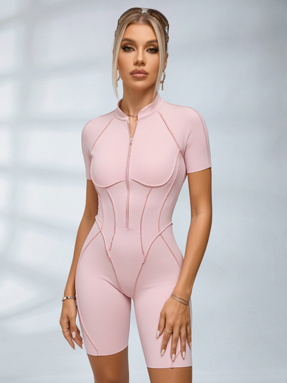Sexy rückenfreier Scrunch-Po-Jumpsuit mit Reißverschluss